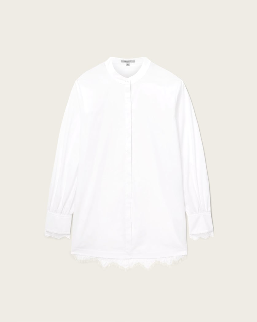AllSaints Ethel Lace Trim Shirt Women's White Women's