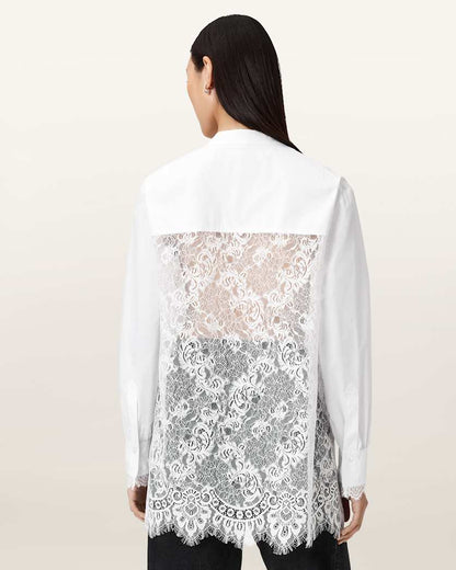 AllSaints Ethel Lace Trim Shirt Women's White Women's