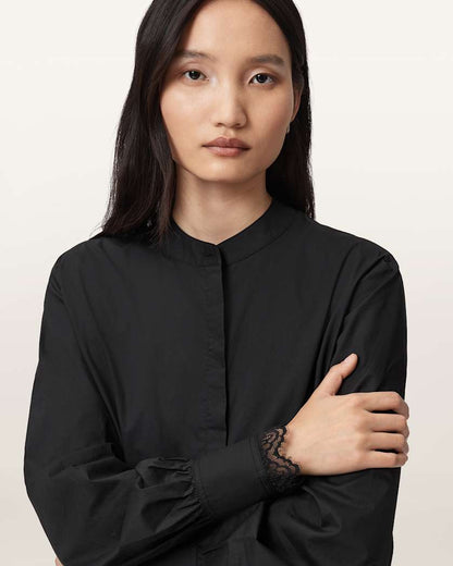 AllSaints Ethel Lace Trim Shirt Women's White Women's