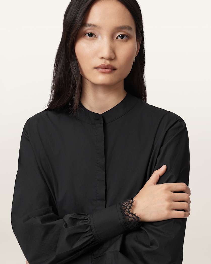 AllSaints Ethel Lace Trim Shirt Women's White Women's