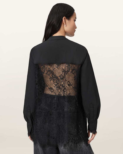 AllSaints Ethel Lace Trim Shirt Women's White Women's