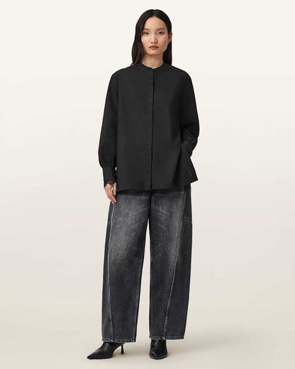 AllSaints Ethel Lace Trim Shirt Women's White Women's