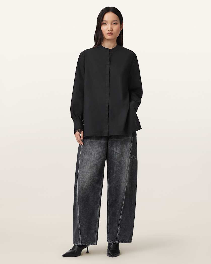 AllSaints Ethel Lace Trim Shirt Women's White Women's
