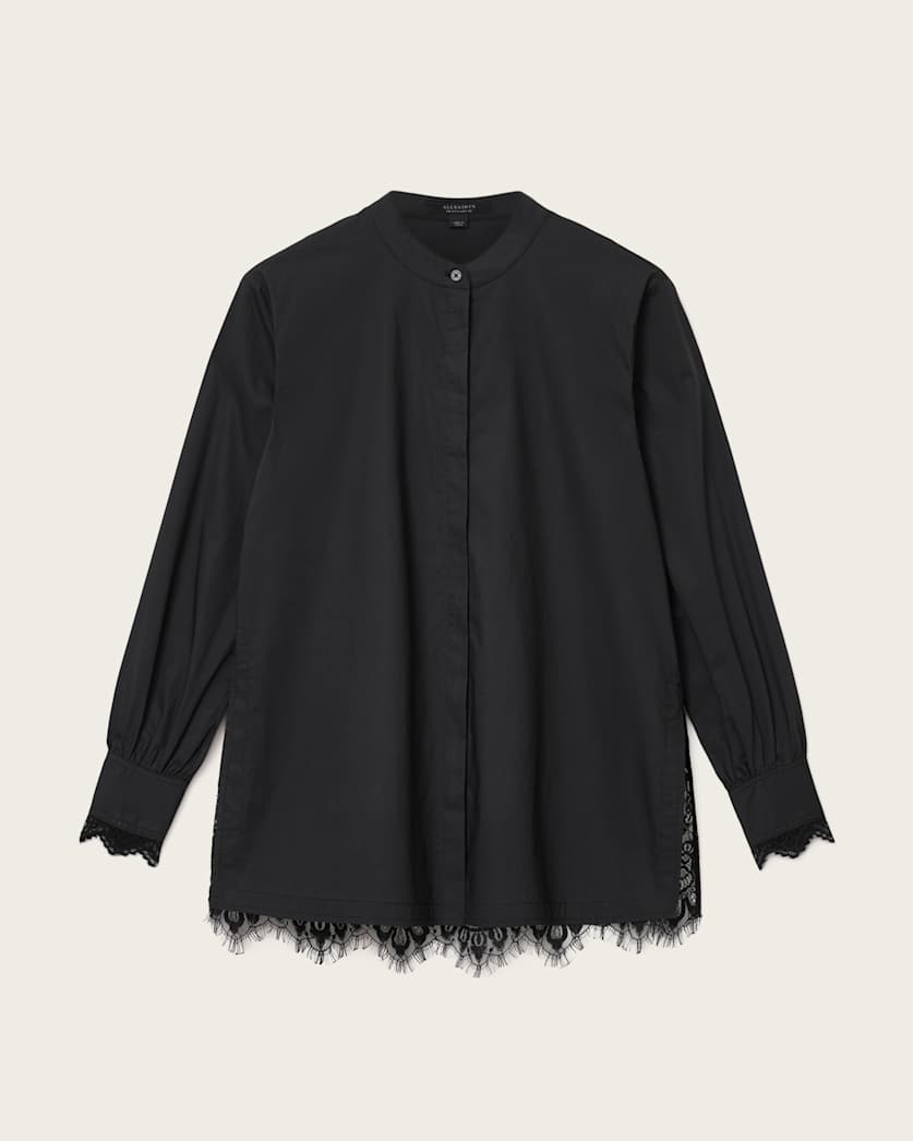 AllSaints Ethel Lace Trim Shirt Women's White Women's