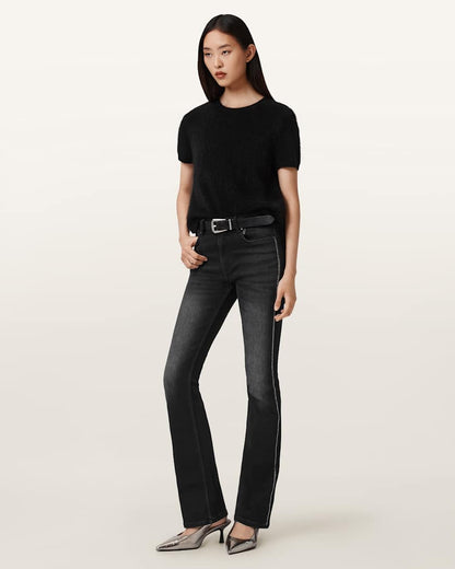 AllSaints Haldan Crystal Embellished Jeans Women's Washed Black Women's