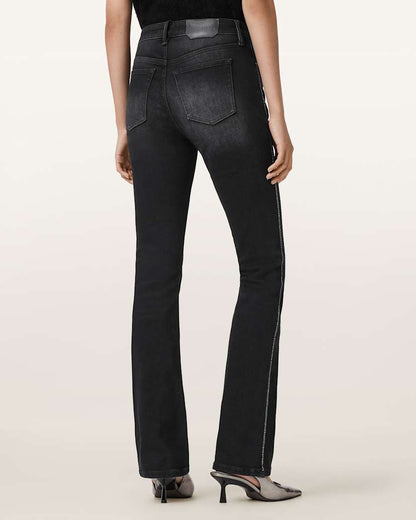 AllSaints Haldan Crystal Embellished Jeans Women's Washed Black Women's