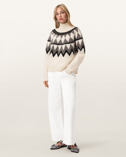 AllSaints Tara Wool Blend Sweater Women's Chalk White/Grey Women's