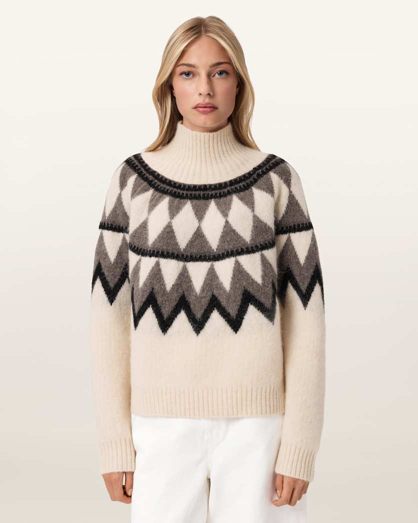 AllSaints Tara Wool Blend Sweater Women's Chalk White/Grey Women's