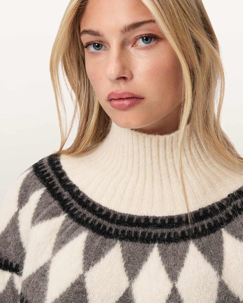 AllSaints Tara Wool Blend Sweater Women's Chalk White/Grey Women's