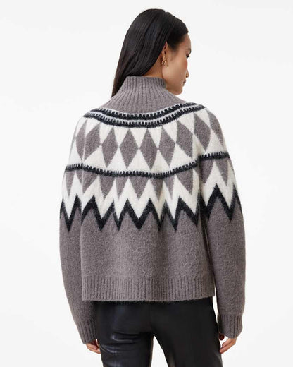 AllSaints Tura Funnel Neck Relaxed Fit Sweater Women's Eiffel Grey Women's