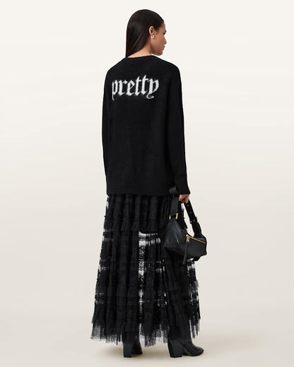 AllSaints Punk Crew Neck Sweater Women's Black/Chalk White Women's
