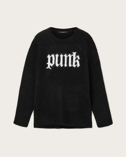 AllSaints Punk Crew Neck Sweater Women's Black/Chalk White Women's