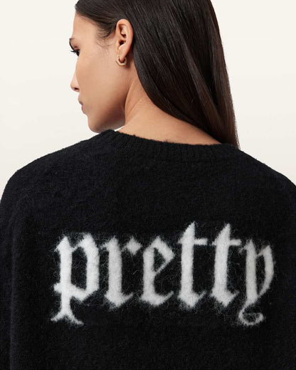 AllSaints Punk Crew Neck Sweater Women's Black/Chalk White Women's