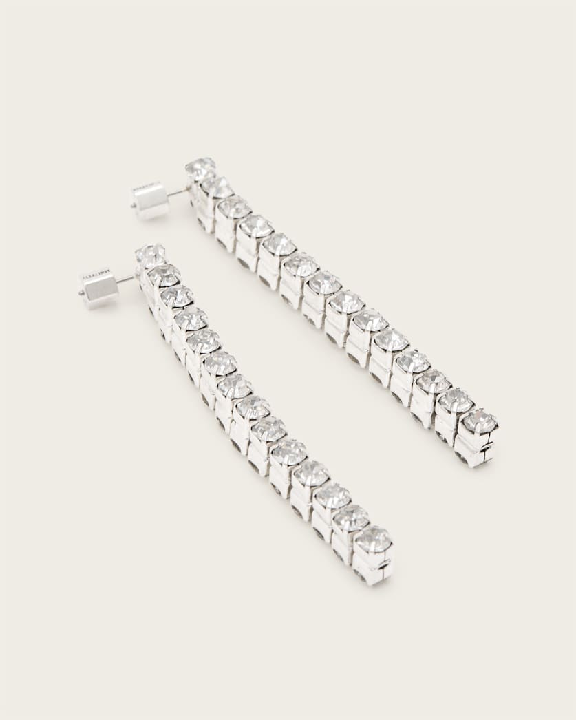 AllSaints Gia Crystal Drop Earrings Women's Warm Silver Women's