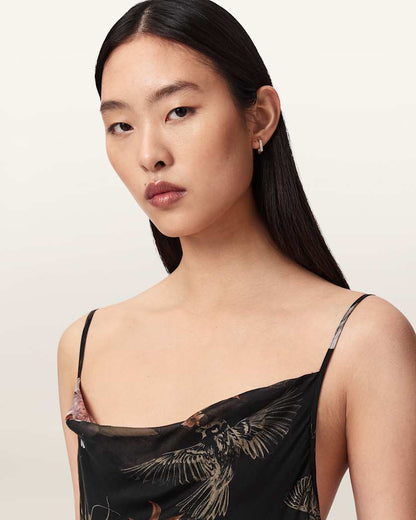 AllSaints Ruth Floral Slip Maxi Dress Women's Crystal/Black Women's