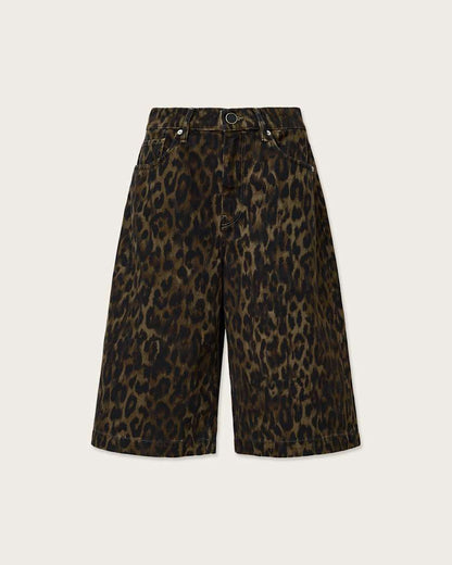 AllSaints Louie Leopard Print Long Shorts Women's Leppo Brown Women's
