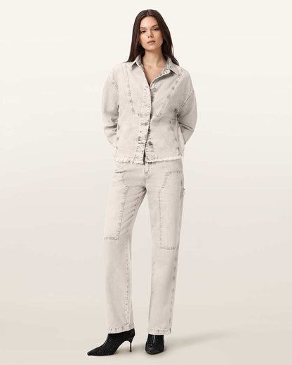 AllSaints Mia Sparkle Carpenter Jeans Women's Snow Grey Women's