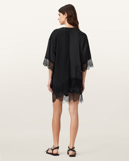 AllSaints Lenny Short Sleeve Lace T Shirt Women's Black Women's