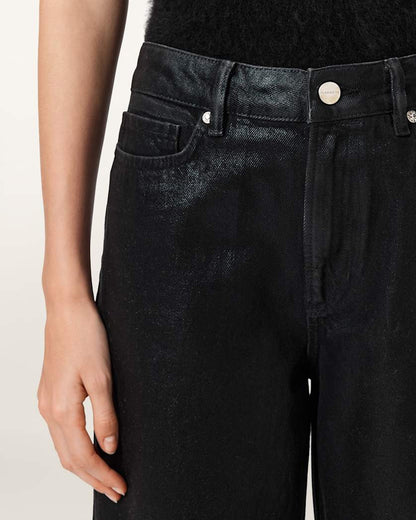 AllSaints Daria Denim Jeans Women's Coated Black Women's