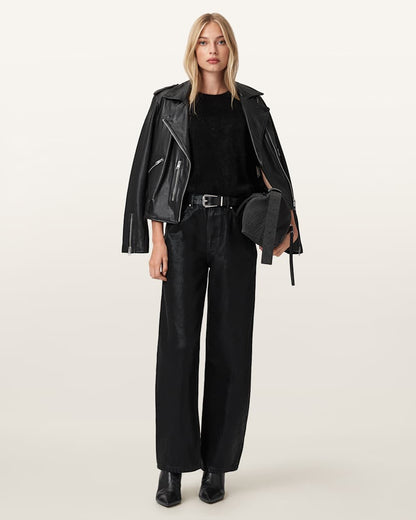 AllSaints Daria Denim Jeans Women's Coated Black Women's