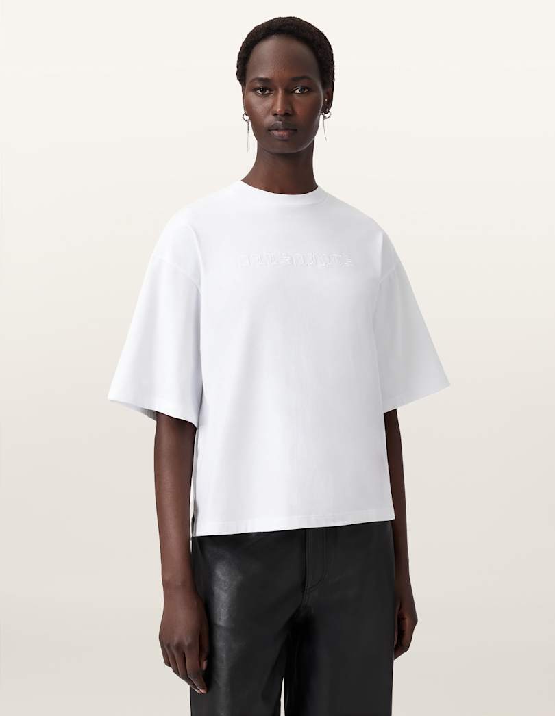 AllSaints Vision Amelie Oversized T Shirt Women's Optic White Women's