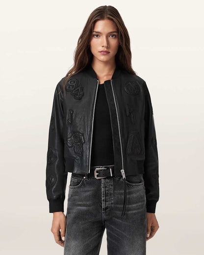 AllSaints Orten 94 Leather Bomber Jacket Women's Black Women's