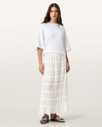 AllSaints Lila Tiered Midi Skirt Women's White Women's