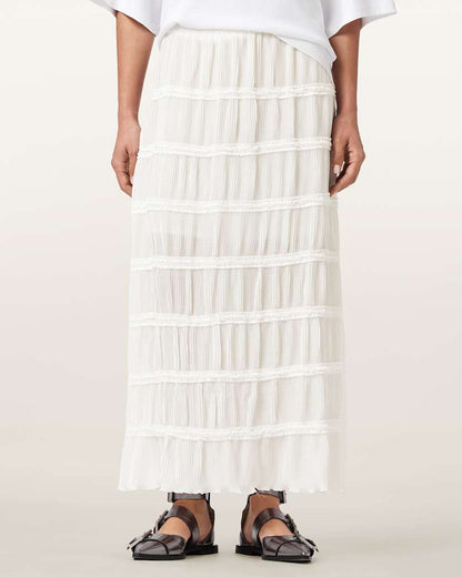 AllSaints Lila Tiered Midi Skirt Women's White Women's