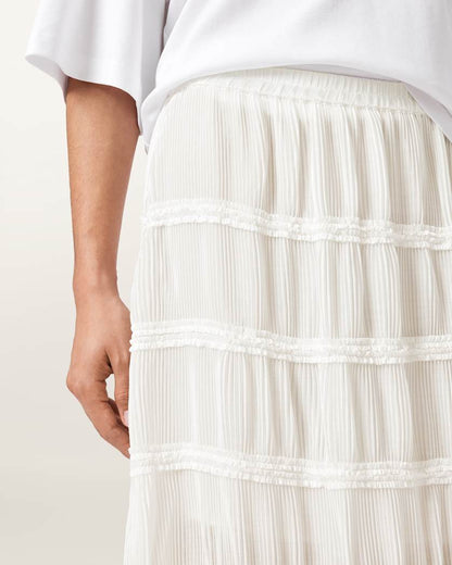 AllSaints Lila Tiered Midi Skirt Women's White Women's
