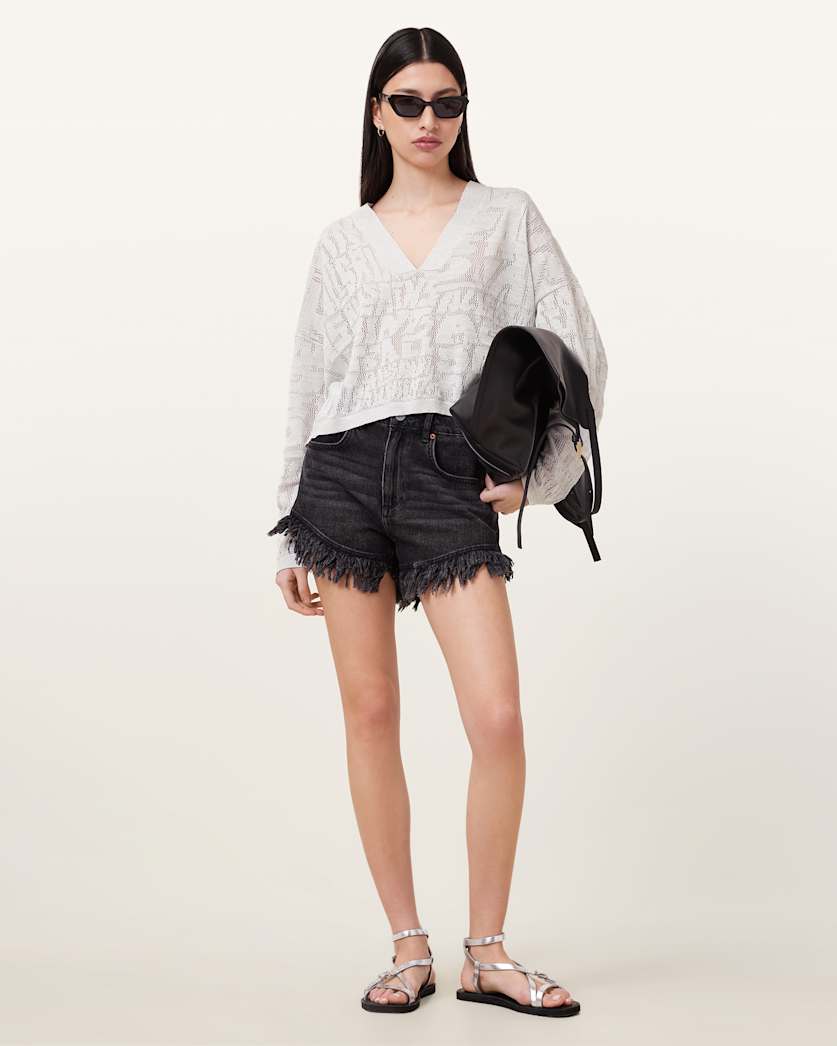 AllSaints Kaito V Neck Sweater Women's Chalk White Women's