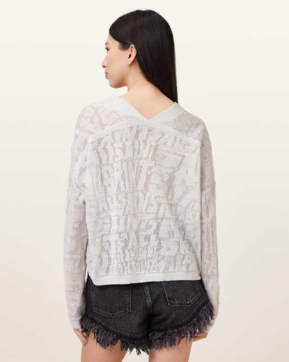 AllSaints Kaito V Neck Sweater Women's Chalk White Women's