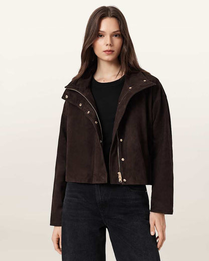 AllSaints Ryder Suede Jacket Women's Bitter Brown Women's