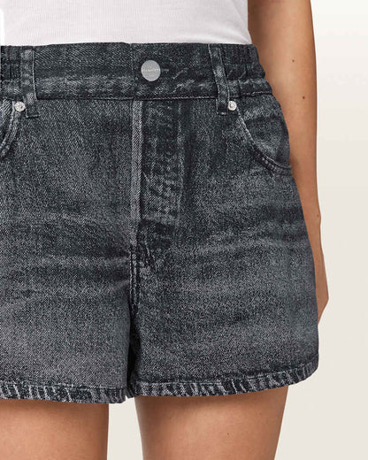 AllSaints Tyler Wide Leg Illusion Of Denim Shorts Women's Illusion Black Women's
