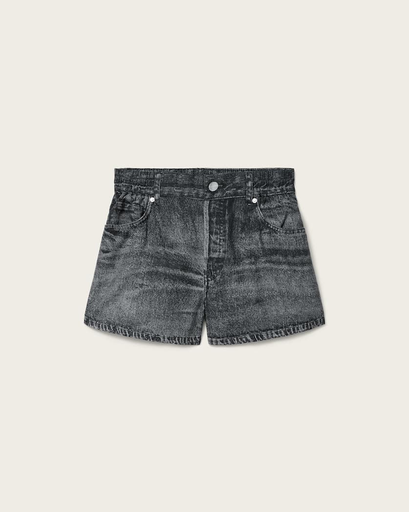 AllSaints Tyler Wide Leg Illusion Of Denim Shorts Women's Illusion Black Women's