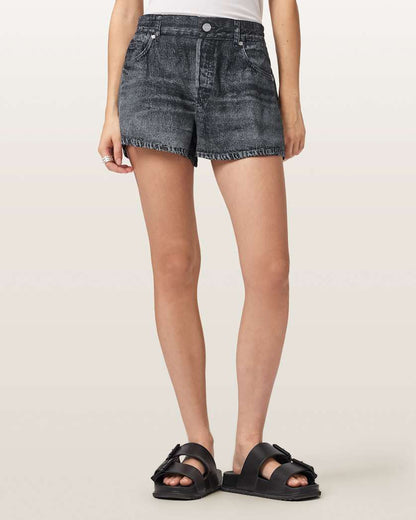 AllSaints Tyler Wide Leg Illusion Of Denim Shorts Women's Illusion Black Women's
