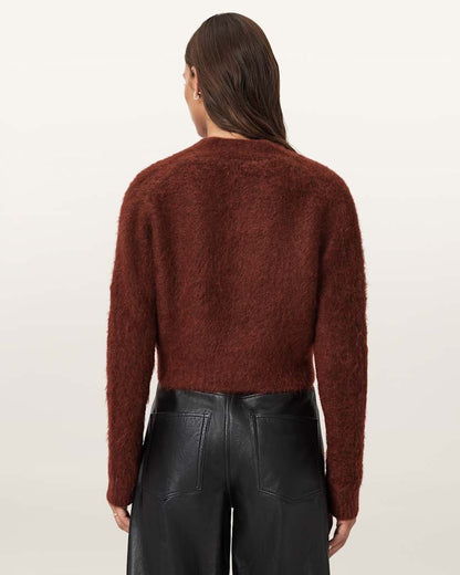 AllSaints Rubi Wick Cropped Cardigan Women's Chestnut Brown Women's