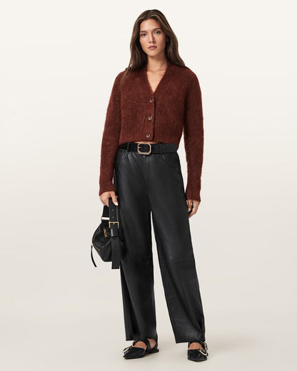 AllSaints Rubi Wick Cropped Cardigan Women's Chestnut Brown Women's