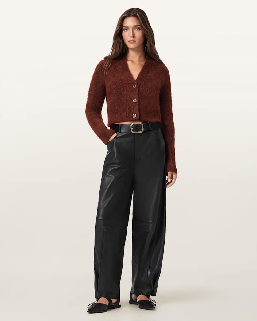 AllSaints Rubi Wick Cropped Cardigan Women's Chestnut Brown Women's