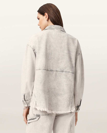 AllSaints Hettie Oversized Shacket Women's Snow Grey Women's