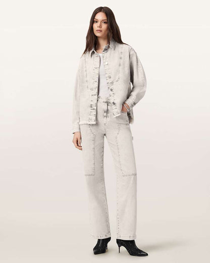 AllSaints Hettie Oversized Shacket Women's Snow Grey Women's