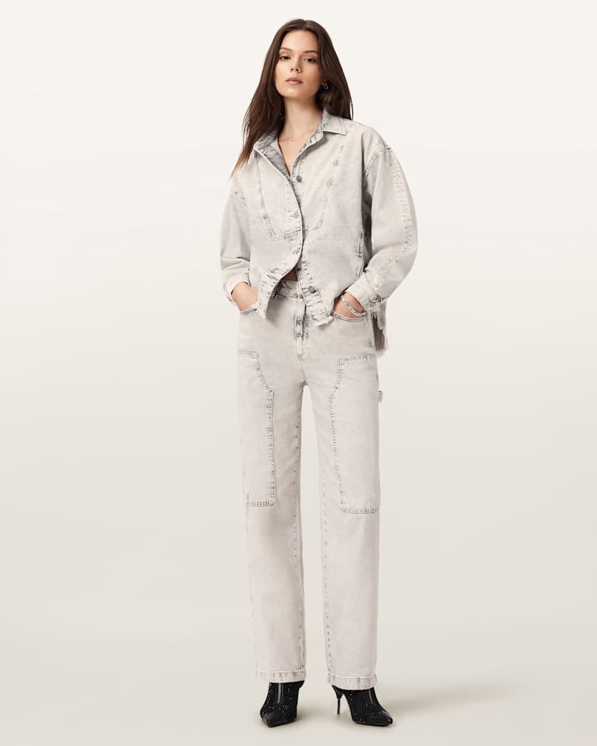 AllSaints Hettie Oversized Shacket Women's Snow Grey Women's