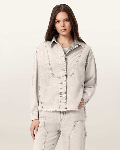 AllSaints Hettie Oversized Shacket Women's Snow Grey Women's