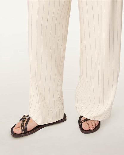 AllSaints Olga Wide Leg Pleated Pants Women's Cream White Women's
