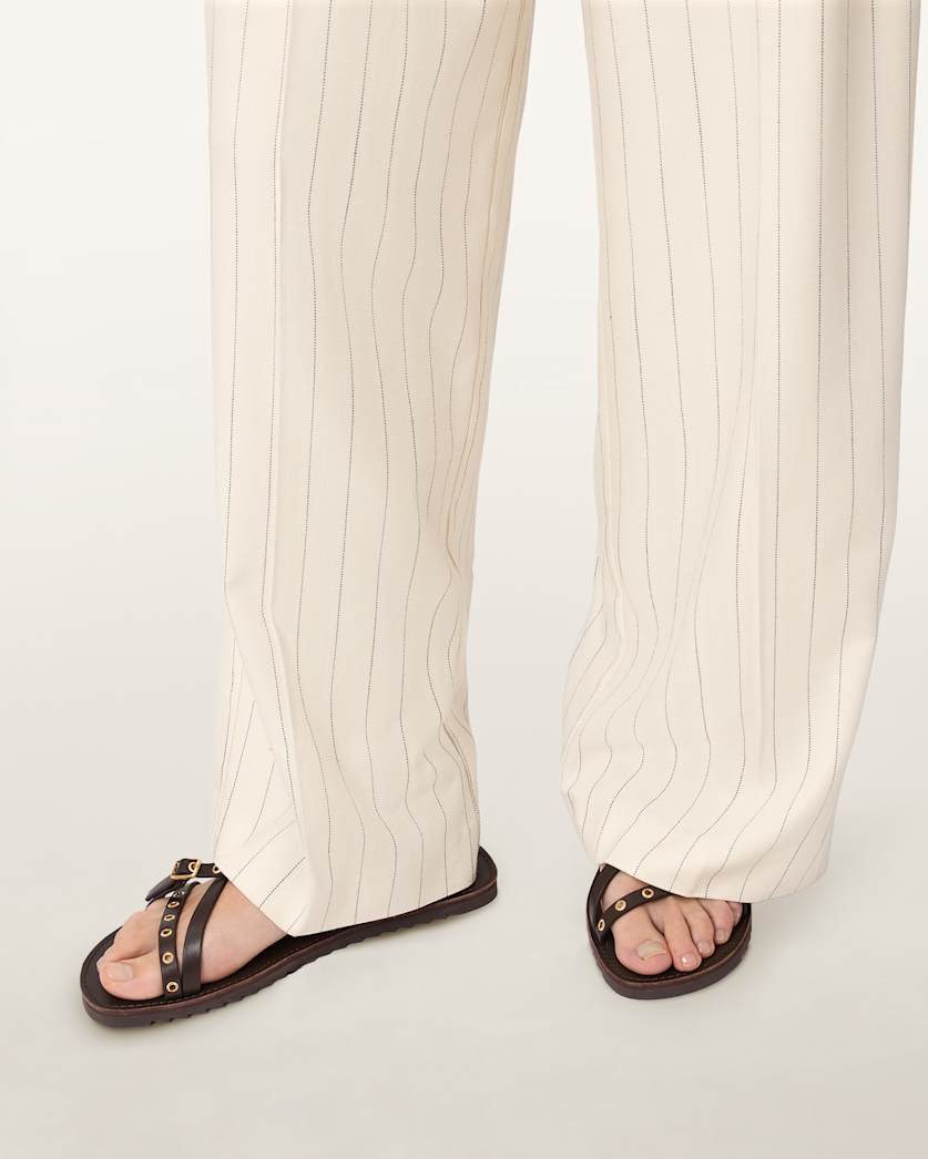 AllSaints Olga Wide Leg Pleated Pants Women's Cream White Women's