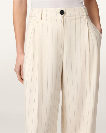 AllSaints Olga Wide Leg Pleated Pants Women's Cream White Women's