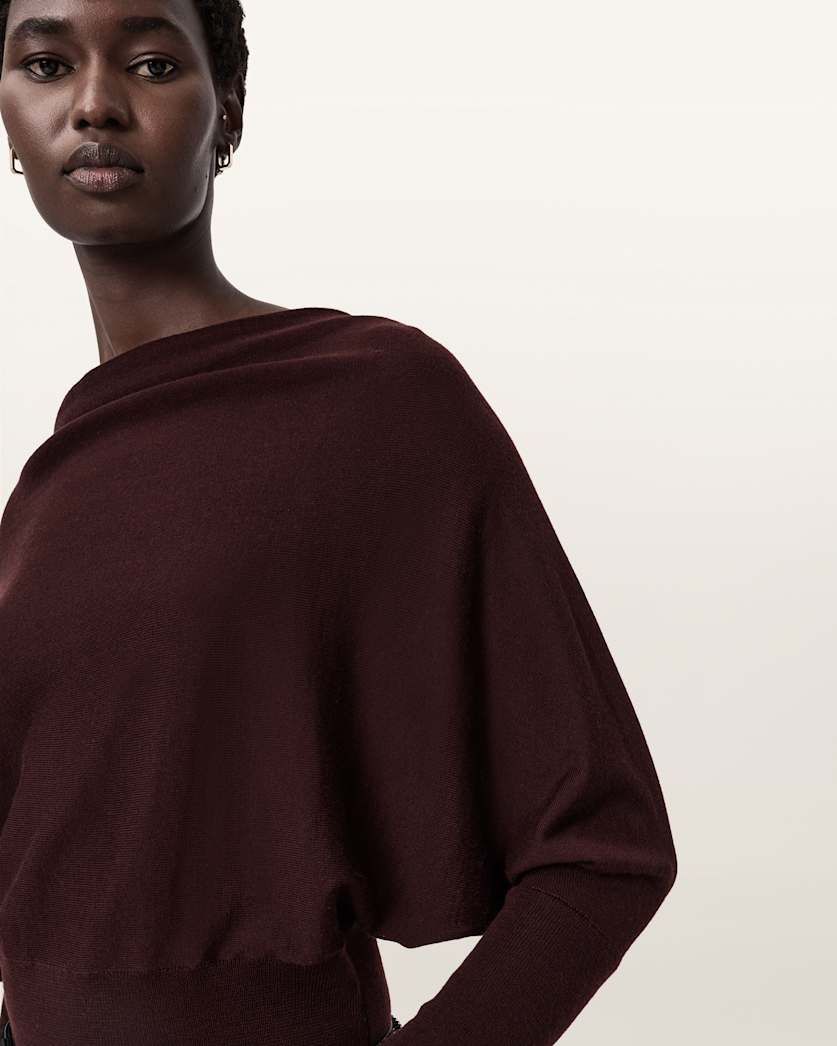 AllSaints Ridley Cropped Sweater Women's Port Red Women's