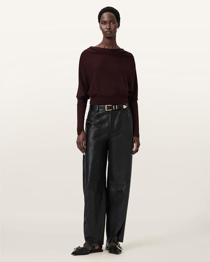 AllSaints Ridley Cropped Sweater Women's Port Red Women's