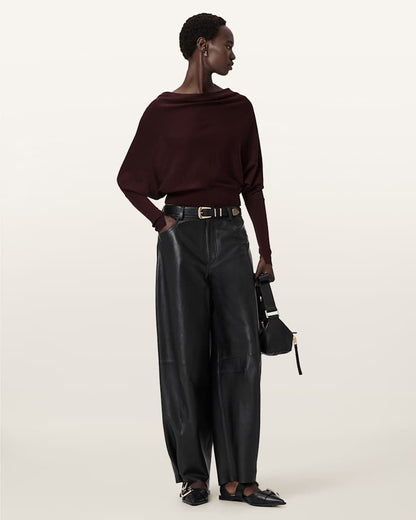 AllSaints Ridley Cropped Sweater Women's Port Red Women's