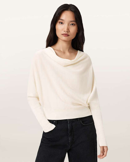 AllSaints Ridley Cropped Wool Sweater Women's Chalk White Women's