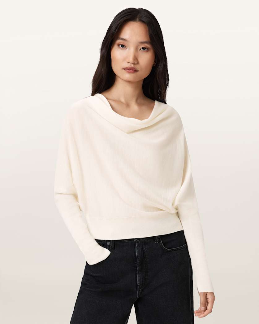 AllSaints Ridley Cropped Wool Sweater Women's Chalk White Women's